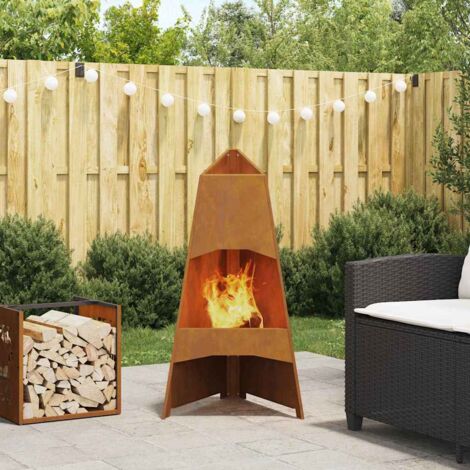 Fire Pit Brown 50 x 50 x 95 cm Steel vidaXL