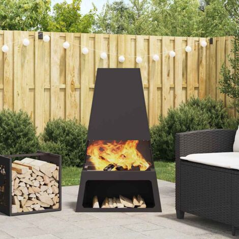 Fire Pit Black 60 x 35 x 100 cm Steel vidaXL