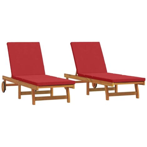 Sun Lounger 2 pcs Brown 63 x 199 x 85cm Solid Acacia wood vidaXL