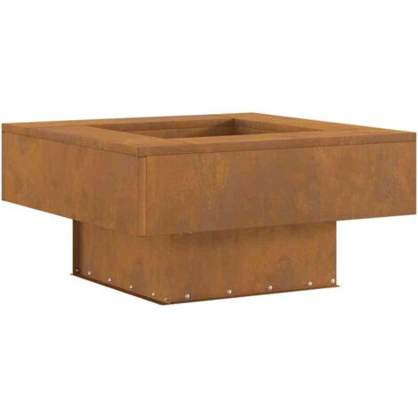 Square Fire Pit 60x60x30 cm Weathered Steel vidaXL