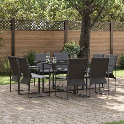 Garden Dining Set 9 pcs Black Steel vidaXL (1/5)