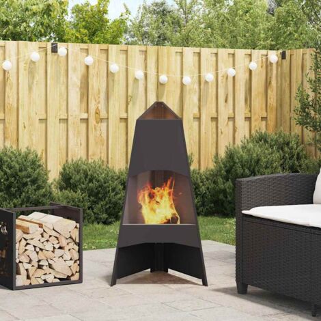 Fire Pit Black 50 x 50 x 95 cm Steel vidaXL