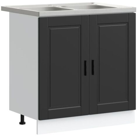 Sink Base Cabinet Porto Black 80 x 46 x 81.5 cm Engineered wood vidaXL