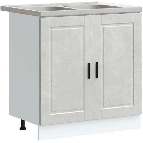 Sink Base Cabinet Porto Grey 80 x 46 x 81.5 cm Engineered wood vidaXL