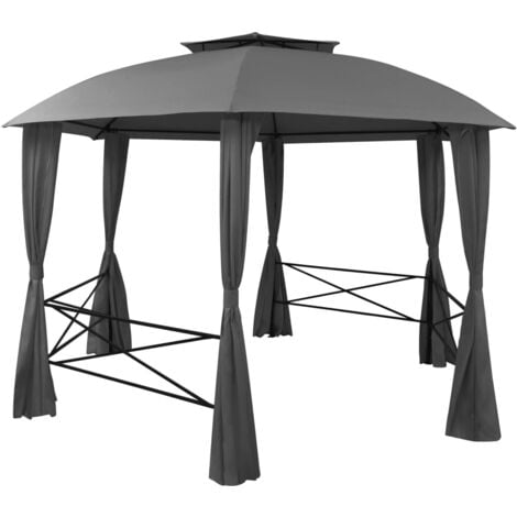 Garden Marquee Pavilion Tent with Curtains Hexagonal 360x265 cm vidaXL