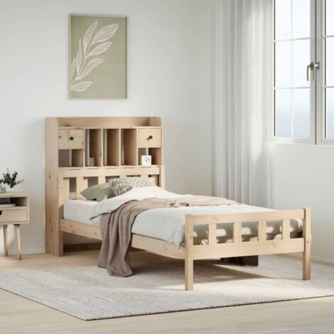Bookcase Bed without Mattress 90x190 cm Single Solid Wood Pine vidaXL (1/5)