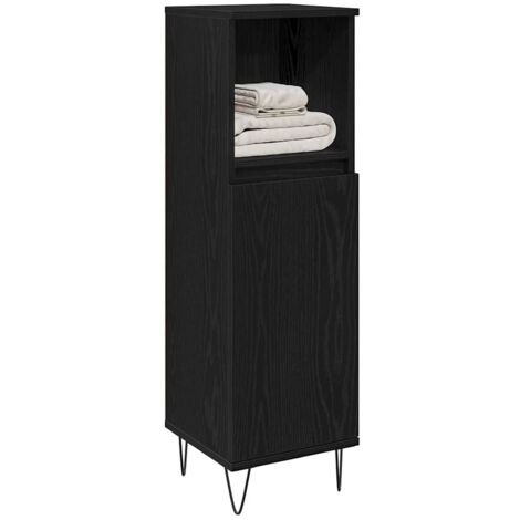 Bathroom Cabinet Black Oak 30x30x100 cm Engineered Wood vidaXL