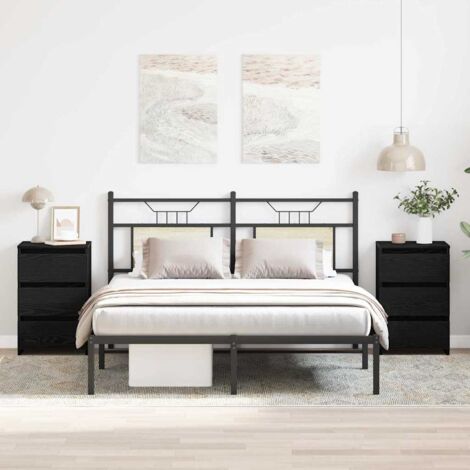 Bedside Cabinet with Drawer 2 pcs Black oak 40 x 35 x 62.5 cm vidaXL