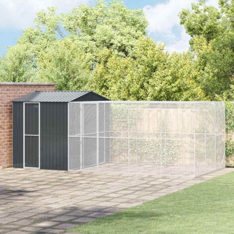 Bird Aviary with Extension Anthracite 310x619x247 cm Steel vidaXL