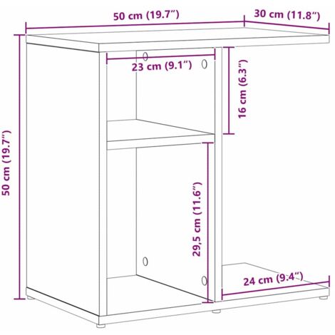 Side Table - Black Oak, 50x30x50 cm, Engineered Wood vidaXL