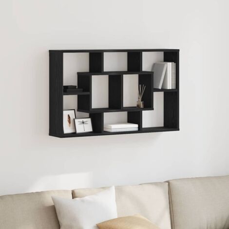 Wall Shelf Black oak 85 x 16 x 52.5 cm Engineered wood vidaXL