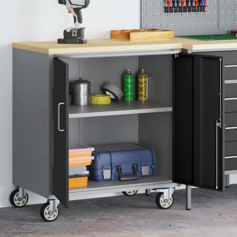 Workbench Black and grey 75 x 45 x 85 cm Powder-coated steel vidaXL