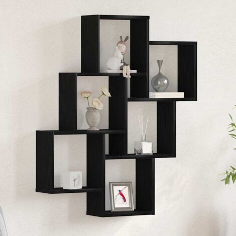 Wall Shelf with Shelf Black Oak 78 x 15 x 92 cm Engineered Wood vidaXL (1/5)