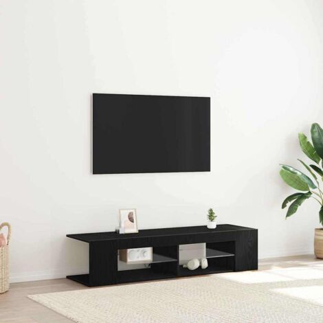 TV Stand with LED Lights, Black Oak, 135x39x30cm, Made of Engineered Wood vidaXL (1/5)