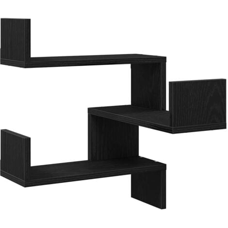 Black Oak Corner Wall Shelf - 40 x 40 x 49.5 cm, Made from Engineered Wood vidaXL