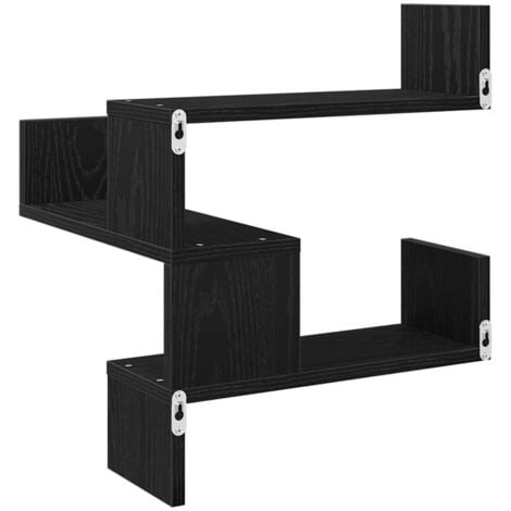 Black Oak Corner Wall Shelf - 40 x 40 x 49.5 cm, Made from Engineered Wood vidaXL