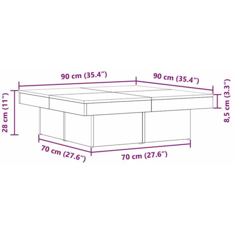 Black Oak Coffee Table 90x90x28 cm Made from Engineered Wood vidaXL