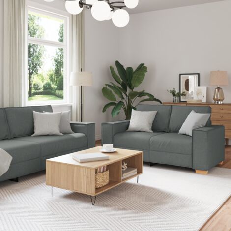 Sofa 3 pcs Dark Grey Fabric vidaXL
