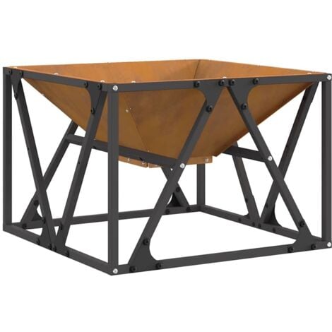 Fire Pit Square 50x50x35 cm Weathering Steel vidaXL