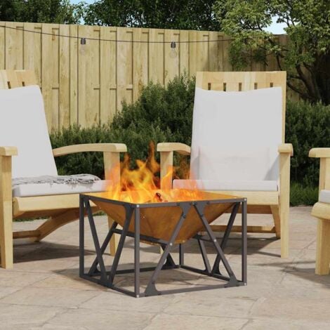 Fire Pit Square 50x50x35 cm Weathering Steel vidaXL
