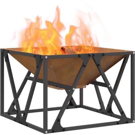 Fire Pit Square 50x50x35 cm Weathering Steel vidaXL