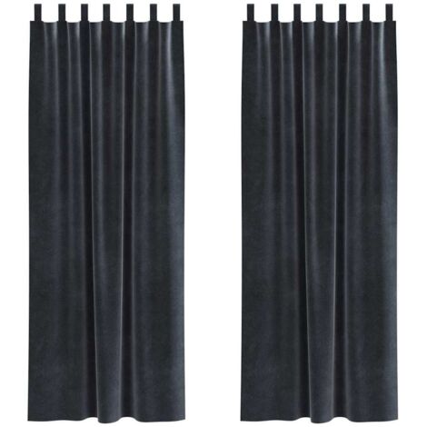 Curtains 2 pcs Dark grey 140 x 225 cm Velvet vidaXL