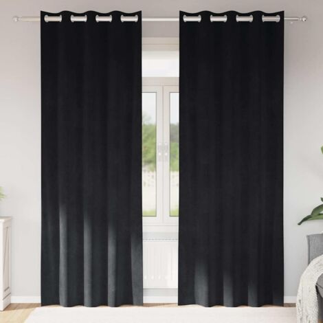 Curtains 2 pcs Black 140 x 260 cm Velvet vidaXL (1/5)