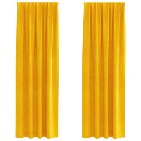 Curtains 2 pcs Mustard yellow 140 x 245 cm Velvet vidaXL (1/5)