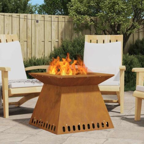 Fire Pit Brown 60 x 60 x 50 cm Weathering steel vidaXL