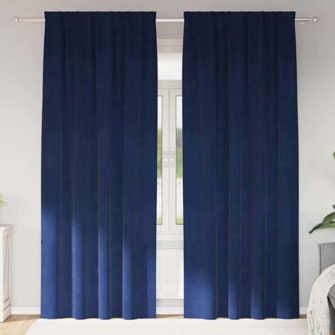 Curtains 2 pcs Dark blue 140 x 245 cm Velvet vidaXL