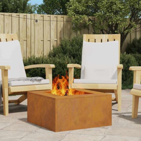Fire Pit Square 60x60x30 cm Weathering Steel vidaXL