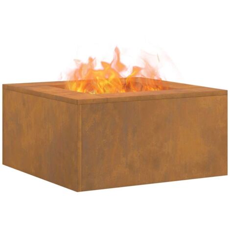 Fire Pit Square 60x60x30 cm Weathering Steel vidaXL