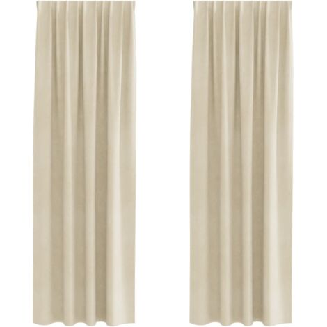 Curtains 2 pcs Cream 140 x 245 cm Velvet vidaXL