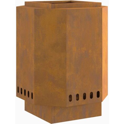 Smokeless Fire Pit 38x38x51 cm Weathering Steel vidaXL