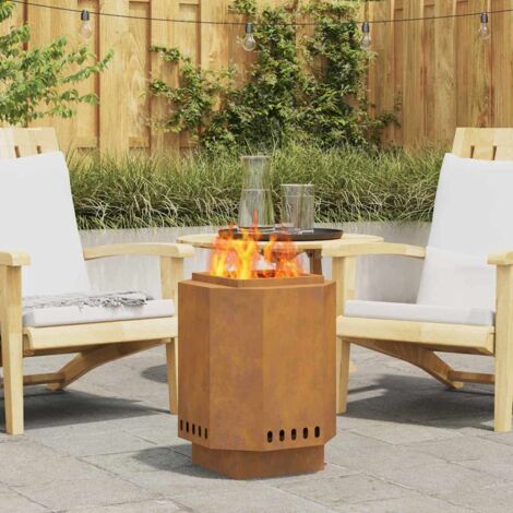 Smokeless Fire Pit 38x38x51 cm Weathering Steel vidaXL