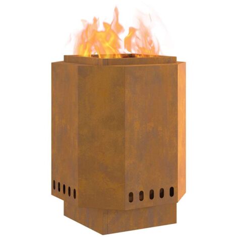Smokeless Fire Pit 38x38x51 cm Weathering Steel vidaXL