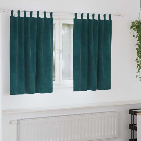 Curtains with Curtains 2 pcs Dark Green 140 x 140 cm Velvet vidaXL