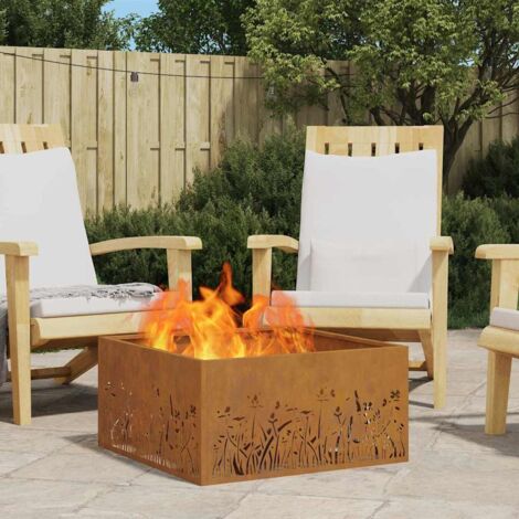 Fire Pit Brown 60 x 60 x 30 cm Steel vidaXL