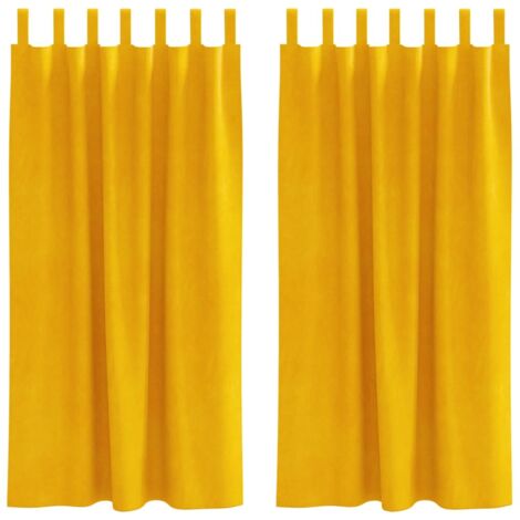 Curtains 2 pcs Mustard Yellow 140 x 175 cm Velvet vidaXL
