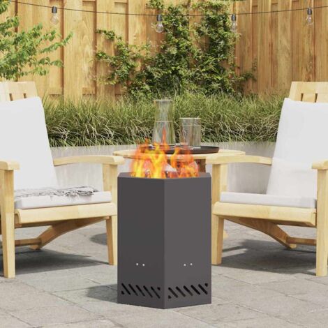 Smokeless Fire Pit Black 38 x 38 x 51 cm Steel vidaXL