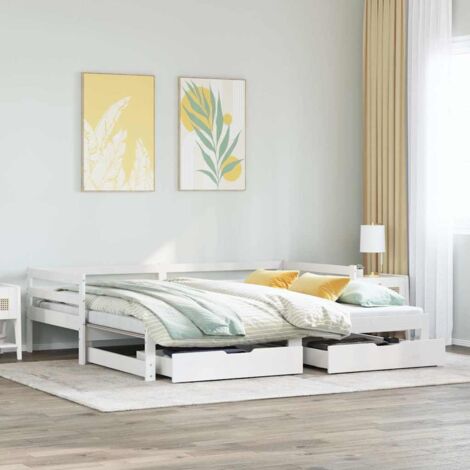 Daybed with Trundle and Drawers without Mattress White 80x200 cm vidaXL