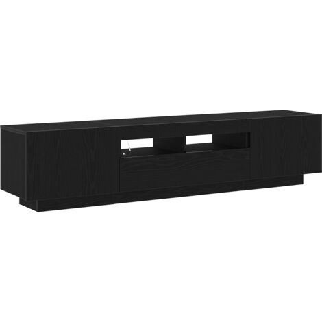 TV Cabinet with LED Lights in Black Oak - 180x35x40 cm, Made of Engineered Wood vidaXL (1/5)