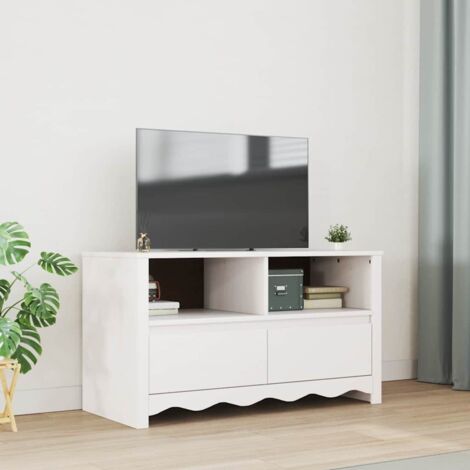 TV Cabinet Drammen White 99 x 43 x 55 cm Solid Pine wood vidaXL (1/5)