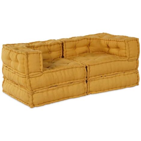 Modular Sofa 2 pcs Yellow 70 x 70 x 56 cm Fabric vidaXL