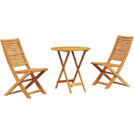 Folding Bistro Set Folding 3 pcs Brown Solid acacia wood vidaXL (1/5)