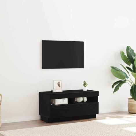 TV Cabinet with LED Lights - Black Oak, 80x35x40 cm, Made of Engineered Wood vidaXL