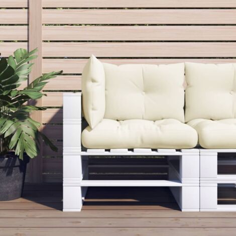 Pallet Cushions 3 pcs Cream Fabric vidaXL