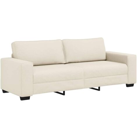 Sofa with Cushion with Pillow Beige 221 x 77 x 82 cm Linen vidaXL