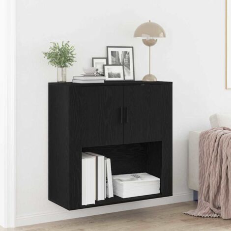 Wall Cabinet Black oak 80 x 33 x 80 cm Engineered wood vidaXL