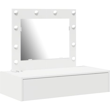 Wall Hanging Dressing Table with LED Lights - White vidaXL